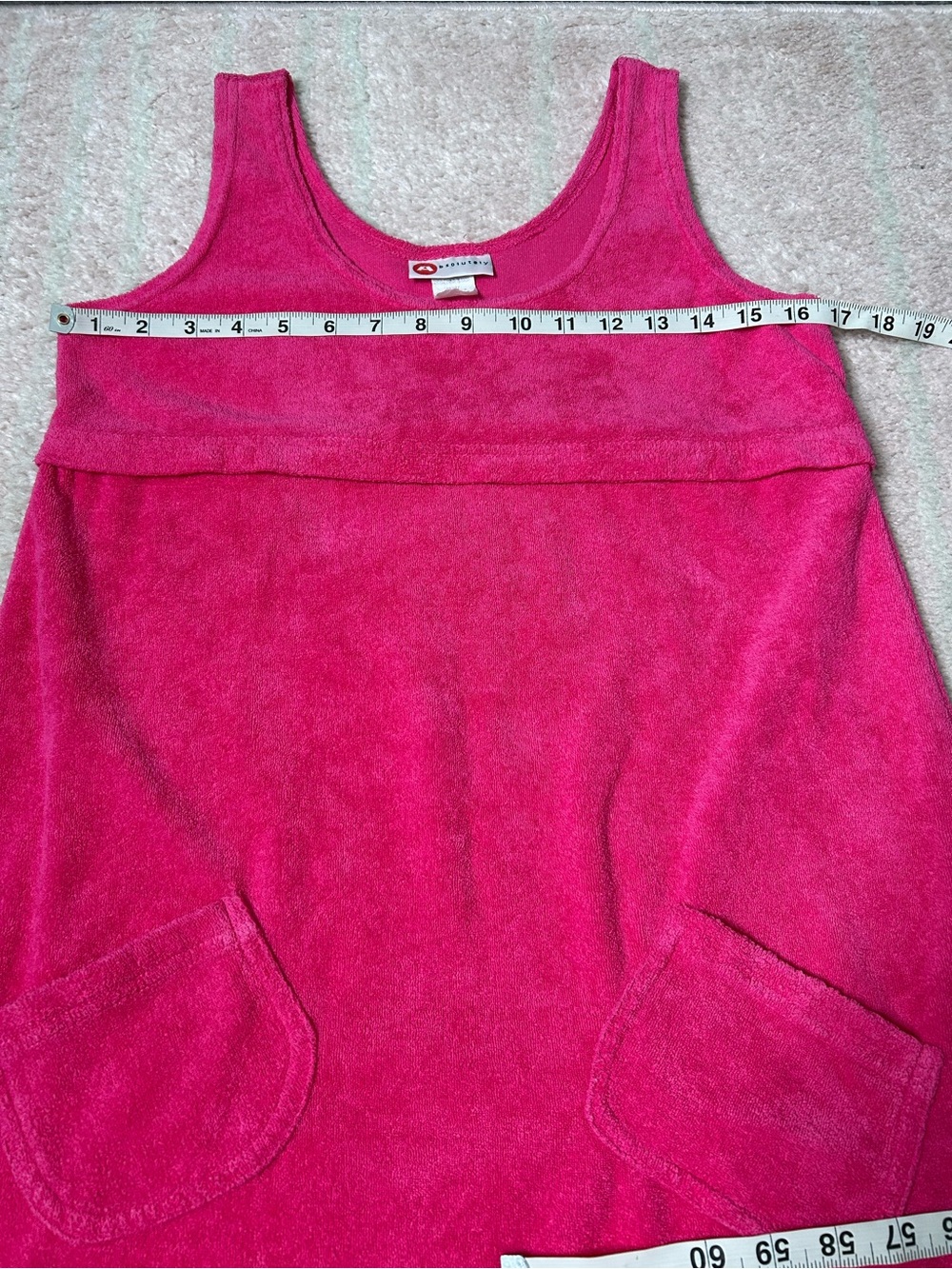 Vintage 90's Pink Terry Cloth Mini Tank‎ Dress Small Resortwear Beach Coverup - Picture 5 of 12